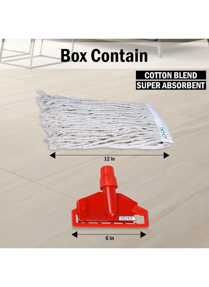 DICHOT DICHOT Wet Mop Refill 300 GM with Clip and Check Duster Cloth RED Pack of 3  - Image 5