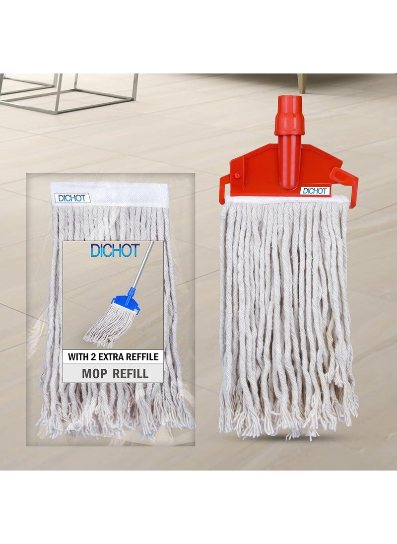 DICHOT DICHOT Wet Mop Refill 300 GM with Clip and Check Duster Cloth RED Pack of 3  - Image 1