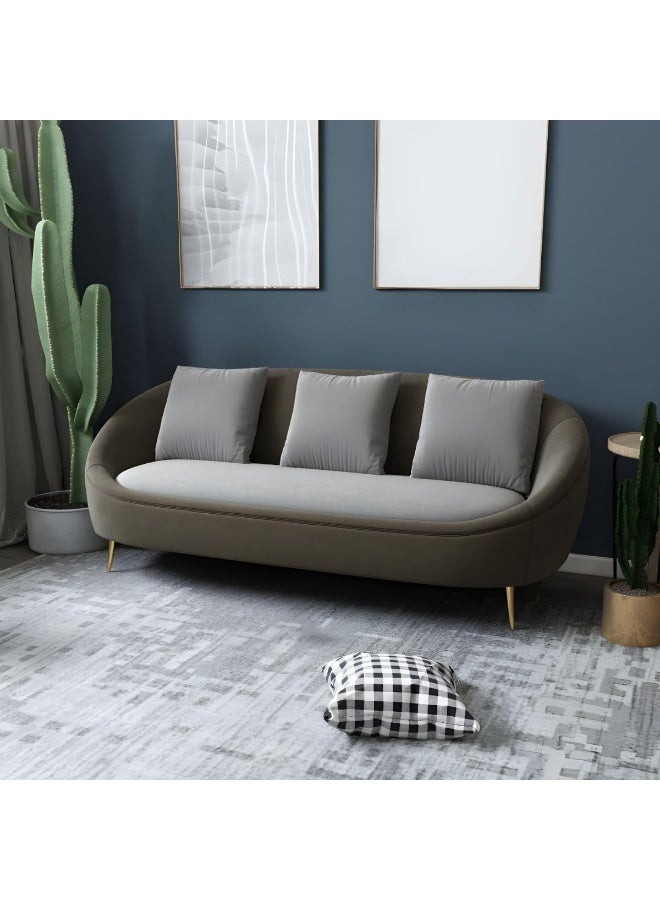 Ripple FURNITURE UAE Homes Fabric Tuxedo Arm Loveseat, 3-Seater Settee, Taupe - Image 1