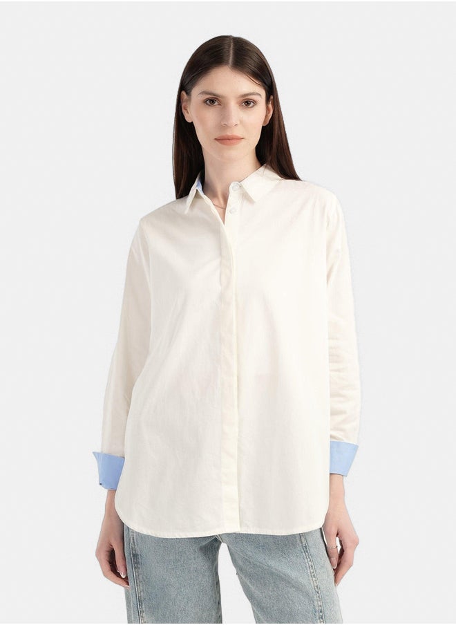 Clue Poplin Shirt with Side Vents  - Image 1
