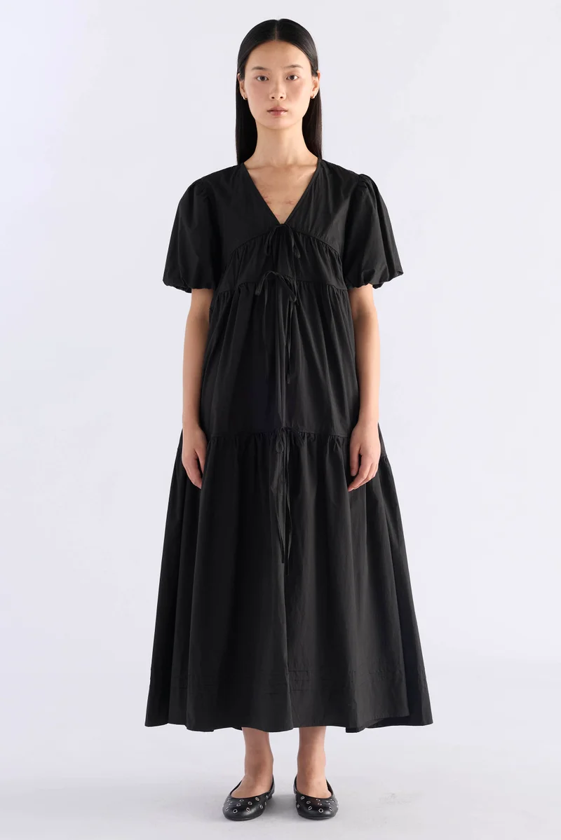 The Editor's Market Casey Tier Swing Dress - Black