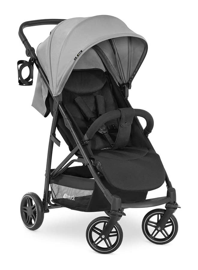 hauck Rapid 4R Plus Stroller – Grey – From Birth to 25 kg - 4 Years – Lightweight Foldable Pushchair with Suspension, Adjustable Backrest & Large Wheels - Image 1
