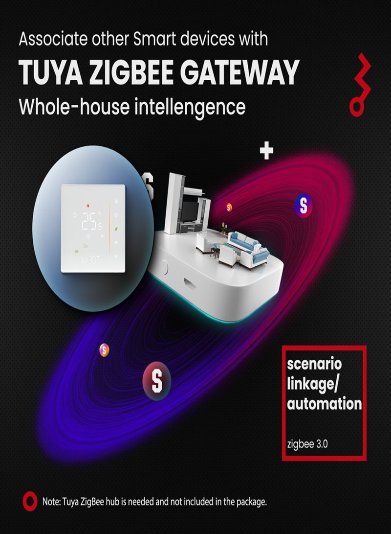 تويا جهاز تحكم ذكي في درجة الحرارة بشاشة رقمية Tuya ZigBee متعدد الوظائف لتدفئة الأرضية بالماء/الكهرباء ومنظم حرارة غلاية الماء/الغاز متوافق مع مساعد Google - Image 4