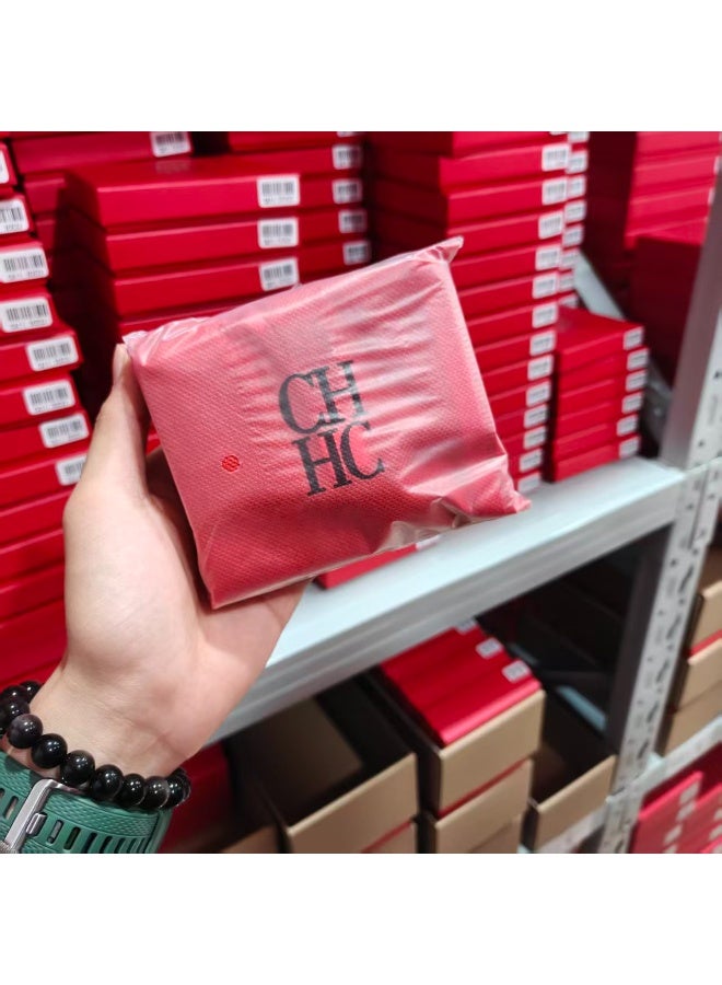 CAROLINA HERRERA Coffee Tri-Fold Wallet with Lock Decoration Snap Closure CH Embossed Business Style Unisex Gift Box for Cash Cards Daily Carry - Image 4