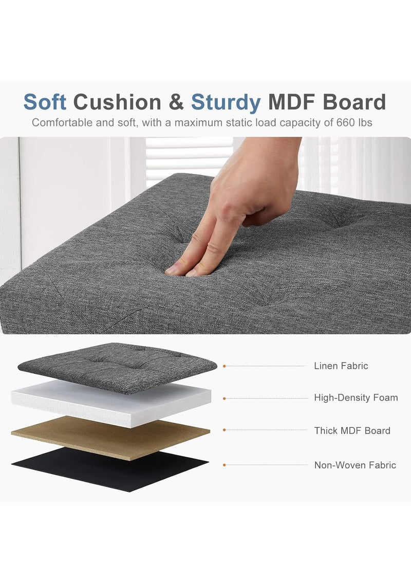 XiuWoo Foldable Storage Ottoman Bench, Storage Chest, Large End of Bed Foot Rest Stool with Padded Seat, Bedroom Bench for Living Room, Support 660lbs, Pure Grey - Image 4