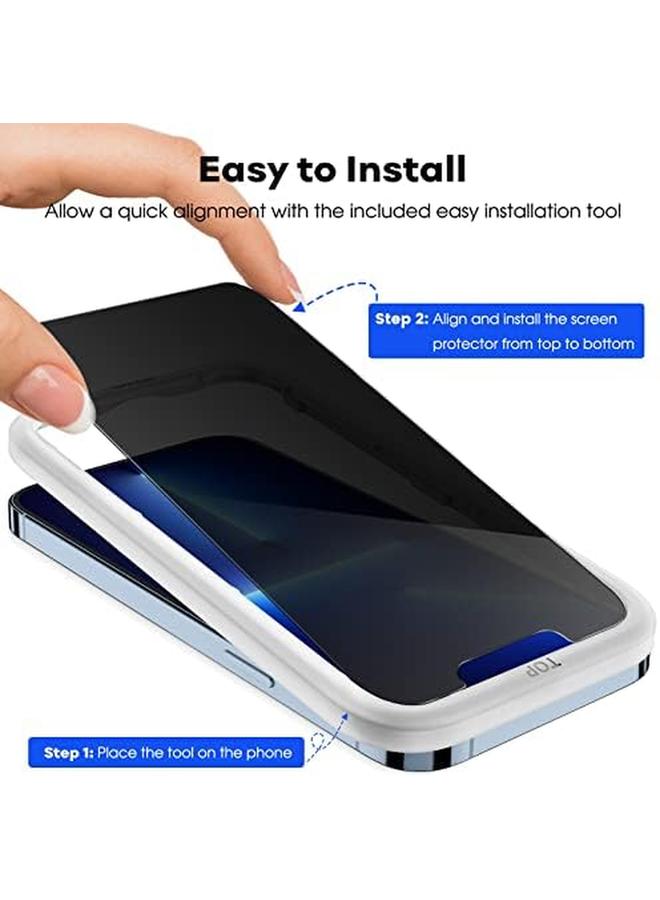 جي تيك واقي شاشة الخصوصية لهاتف Iphone 13 Pro Max مقاس 6.7 بوصة مع واقي عدسة الكاميرا وفيلم زجاجي مقوى مضاد للتجسس وأداة تركيب سهلة، عبوتان لكل منهما - Image 4