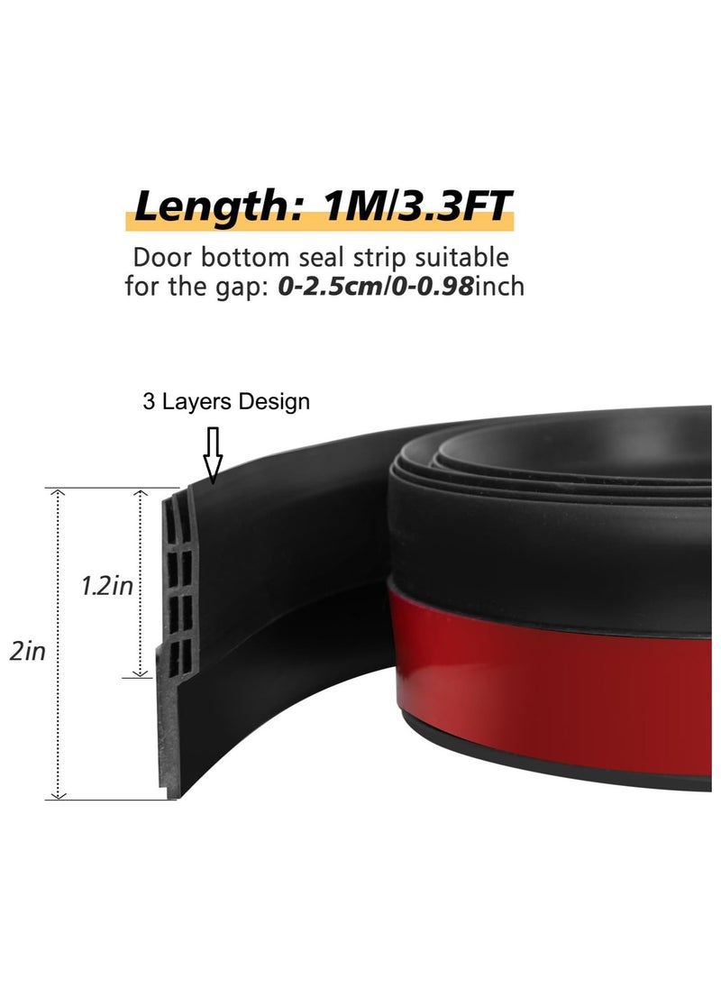Folanry 2 Pack Under Door Draft Stopper, Home Essentials, Weather Stripping Door Seal, Bottom of Door Sweep, Garage Window Blocker Noise Dust Insulation Draft Guard, 39 inches , Black  - Image 2