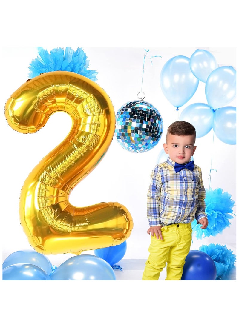 KATCHON Gold Two Balloon for 2nd Birthday - 40 Inch | Number 2 Balloon for 2nd Birthday Decorations  - Image 4