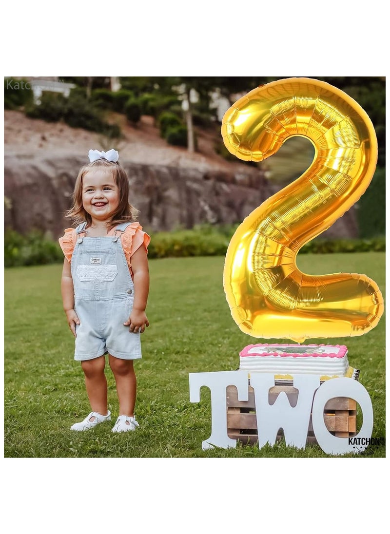 KATCHON Gold Two Balloon for 2nd Birthday - 40 Inch | Number 2 Balloon for 2nd Birthday Decorations  - Image 5
