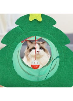 POPETPOP POPETPOP Foldable Christmas Cat Tunnel Toys with Bell, Foldable Cat Tunnels for Indoor Cats, Christmas Cat Hiding Tunnel , Peekaboo Cat Cave for Cats, Rabbit, Puppy, Guinea Pig  - Image 4