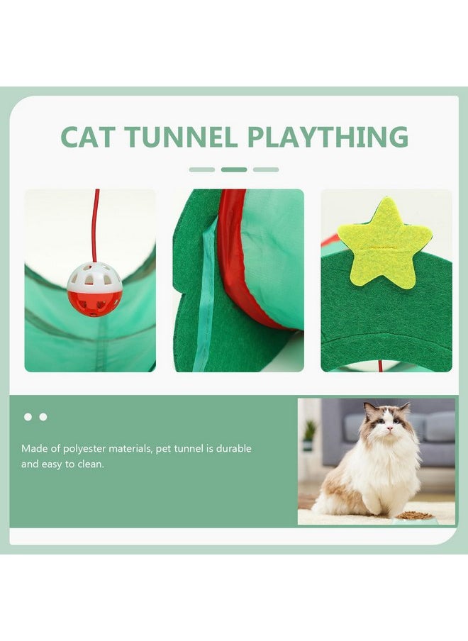POPETPOP - POPETPOP Foldable Christmas Cat Tunnel Toys with Bell, Foldable Cat Tunnels for Indoor Cats, Christmas Cat Hiding Tunnel , Peekaboo Cat Cave for Cats, Rabbit, Puppy, Guinea Pig - Image 1