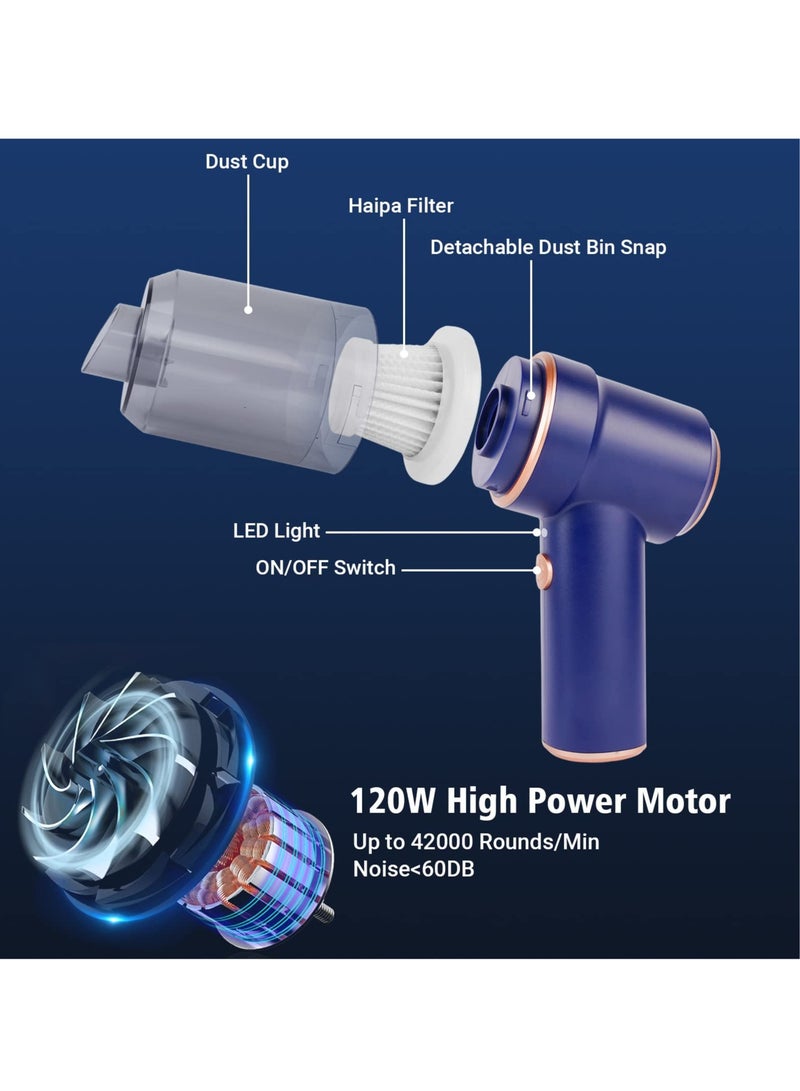 SYOSI Car Vacuum Cleaner Cordless, Handheld Vacuum&Air Duster, 9000PA Suction 120W High Power Wet/Dry Use Portable Vacuum Cleaner with Multi-nozzles and Floor Brush for Vehicle/Home/Office, Pet Hair - Image 3