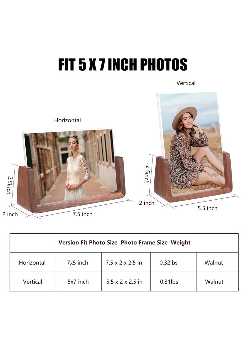 Captaintech 2 Pcs Wooden Picture Frame, Photo Frame with Solid Wood Base and High Definition Acrylic Glass Cover 5x7 Inch Horizontal & Vertical Photo Frame for Table Top Display Home Decor - Image 3