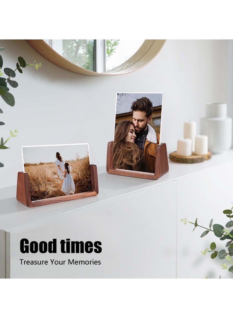 Captaintech 2 Pcs Wooden Picture Frame, Photo Frame with Solid Wood Base and High Definition Acrylic Glass Cover 5x7 Inch Horizontal & Vertical Photo Frame for Table Top Display Home Decor - Image 5