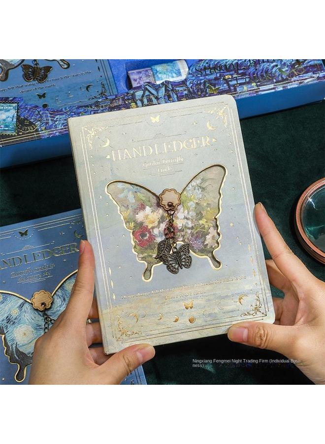Bluejw Retro Butterfly Hand Book Suit Gift Box 2024 New Girl Hand Book Sticker Material Gift Bag Primary School - Image 3