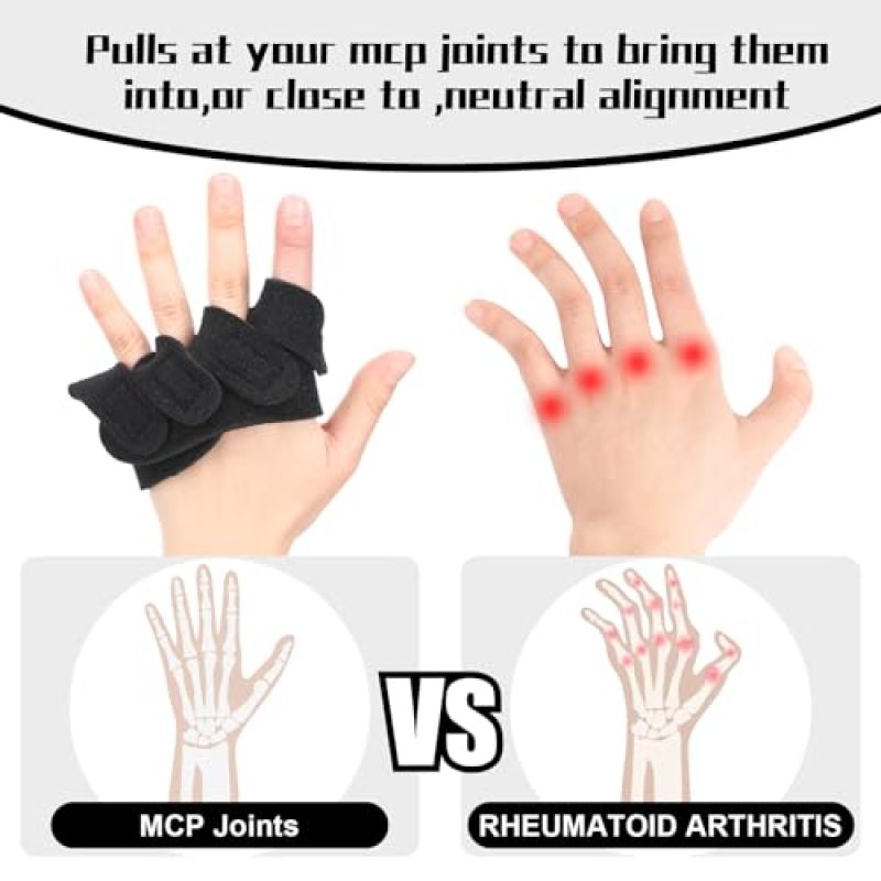 MCP Joint Finger Splint Adjustable Finger Support Brace - Ulnar Deviation Correction Strap Elastic Neoprene Comfort for Hand Therapy and Recovery - Image 3