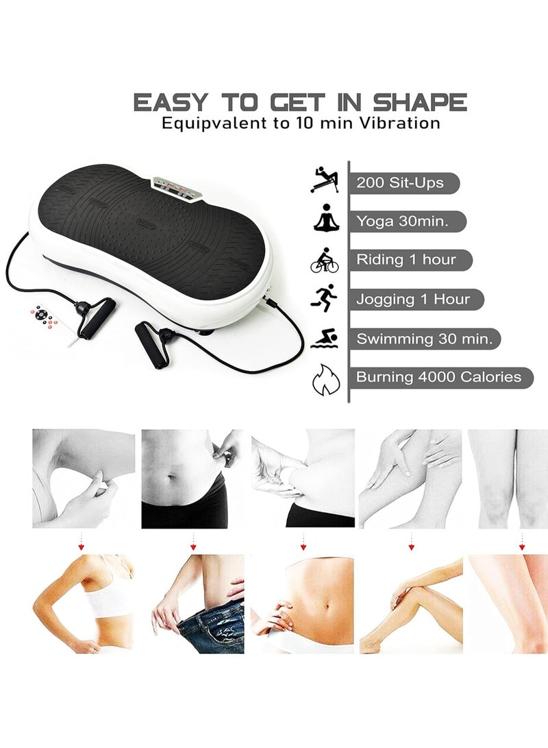 DubaiGallery آلة اهتزاز للياقة البدنية، منصة اهتزاز لتمارين الجسم بالكامل، آلة تمارين لفقدان الوزن وتشكيل الجسم، آلة لجمال الجسم وإزالة الدهون، تشمل بلوتوث، حبل سحب، شاشة تعمل باللمس، جهاز تحكم عن بعد، موسيقى - Image 4