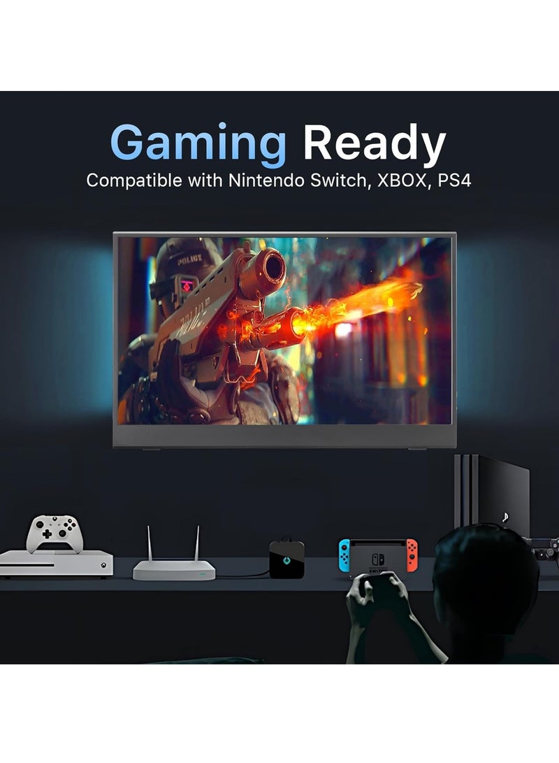 Atanivo 15.6inch Portable Monitor,1080P USB-C HDMI Second External Monitor for Laptop,PC,Mac Phone,PS,Xbox,Swich,IPS Ultra-Thin Zero Frame Gaming Display/Premium Smart Cover  - Image 3