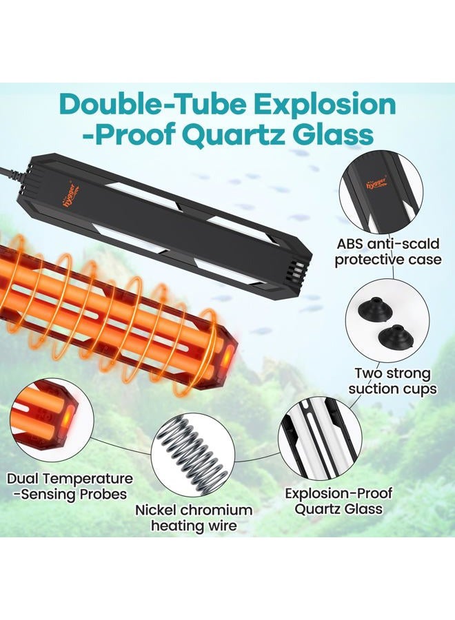 Hygger Aquarium Heater, 300W/500W/800W/1000W Submersible Fish Tank Heater with Temperature Controller, Over-Temperature Off-Water Protection Alarm for Saltwater Freshwater (500W, 65-130 Gallon) - Image 5