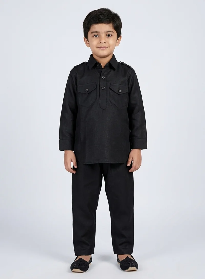 babyqlo Boys Festive Black Kurta Pajama Ethnic Set