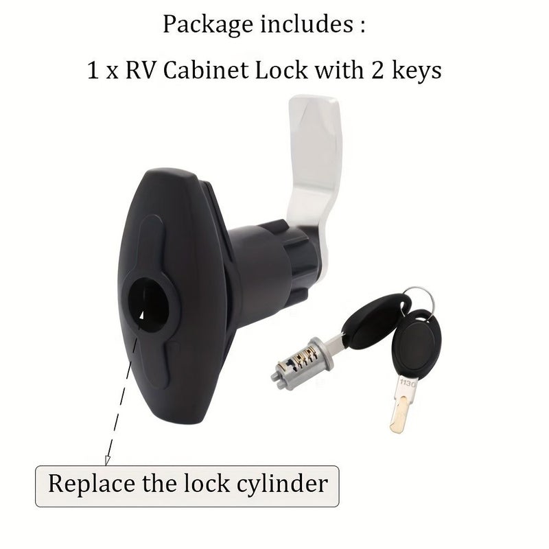 Black 2 Piece RV T Handle Lock Set For Garage Trailer Camper Use - Image 3