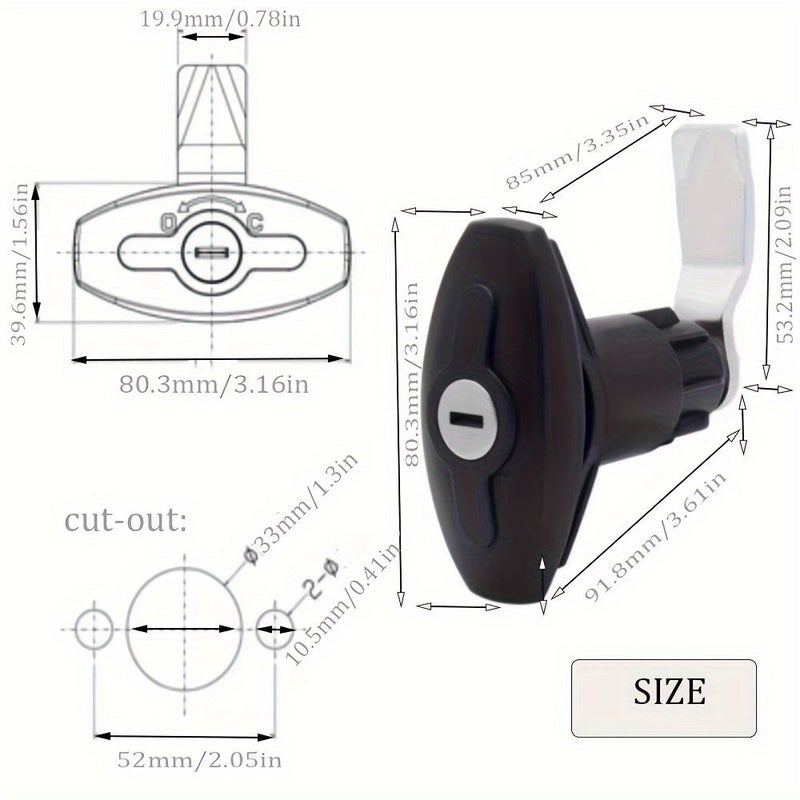 Black 2 Piece RV T Handle Lock Set For Garage Trailer Camper Use - Image 5