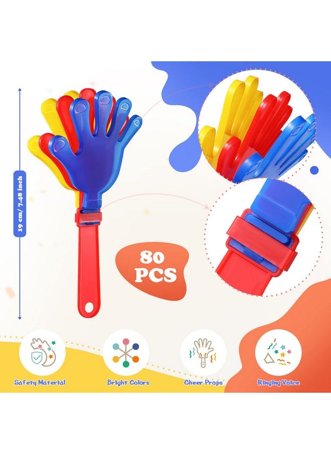 Sratte - 80 Pcs 9.5 Inch Hand Clappers Noisemakers Bulk Clappers Noisemakers Party Favors Mini Hand Clappers Plastic Noise Makers For Sporting Events Fiesta Birthday Game Rewards Cheers Supplies - Image 1