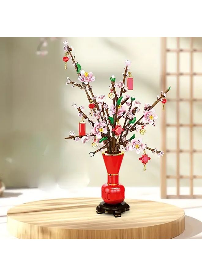 855 PCS Chinese Spring Festival Building Block Flower Set DIY Desktop Decoration - Image 5