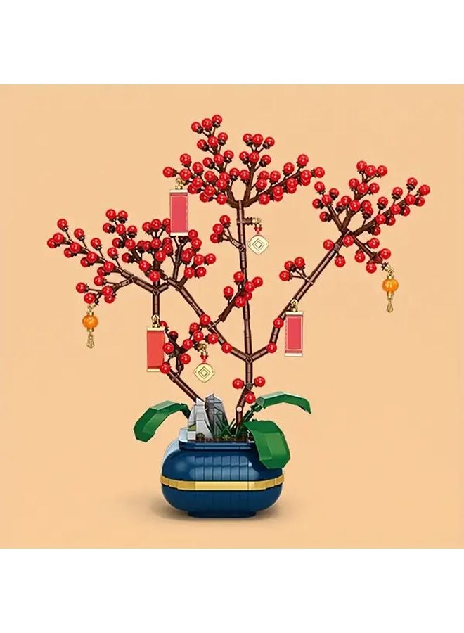 855 PCS Chinese Spring Festival Building Block Flower Set DIY Desktop Decoration - Image 1