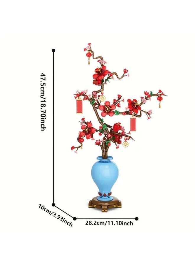 855 PCS Chinese Spring Festival Building Block Flower Set DIY Desktop Decoration - Image 3