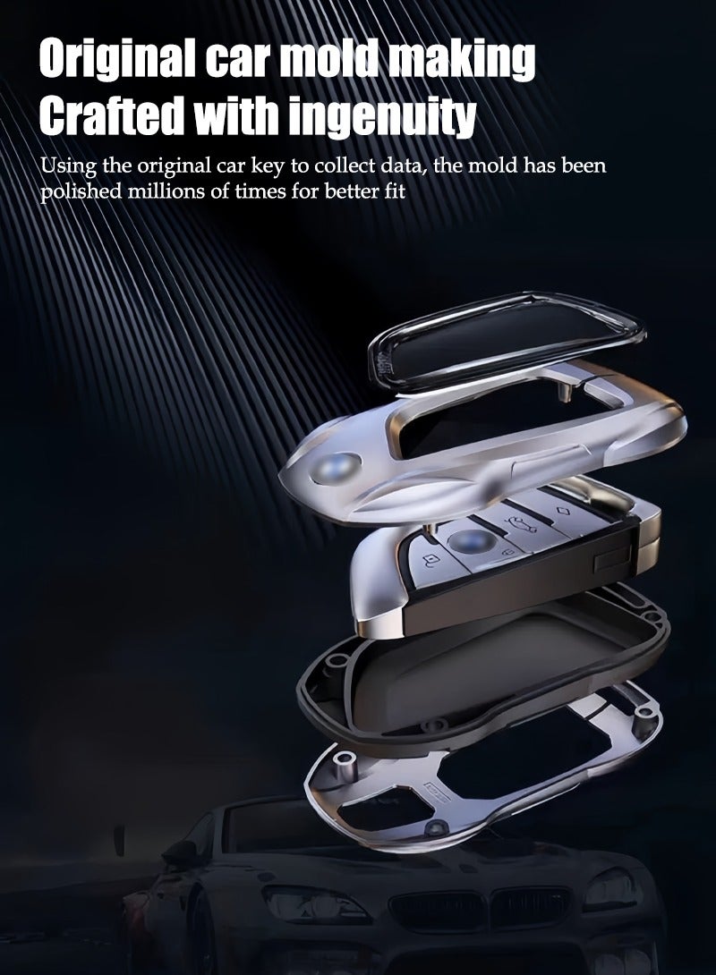 BMW Sports car shape design car key cover key shell titanium alloy material is suitable for BMW car key high-end fashion wear-resistant perfect protection of the original car key. - Image 4
