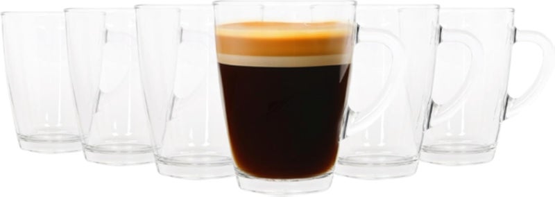 LAV VEGA Glass Mug / 350 cc - 11.75 Oz / 6 Pcs/Elegant design, Trusted Brand, Attractive shape of Espresso, Cappuccino, Nescafe, Latte
