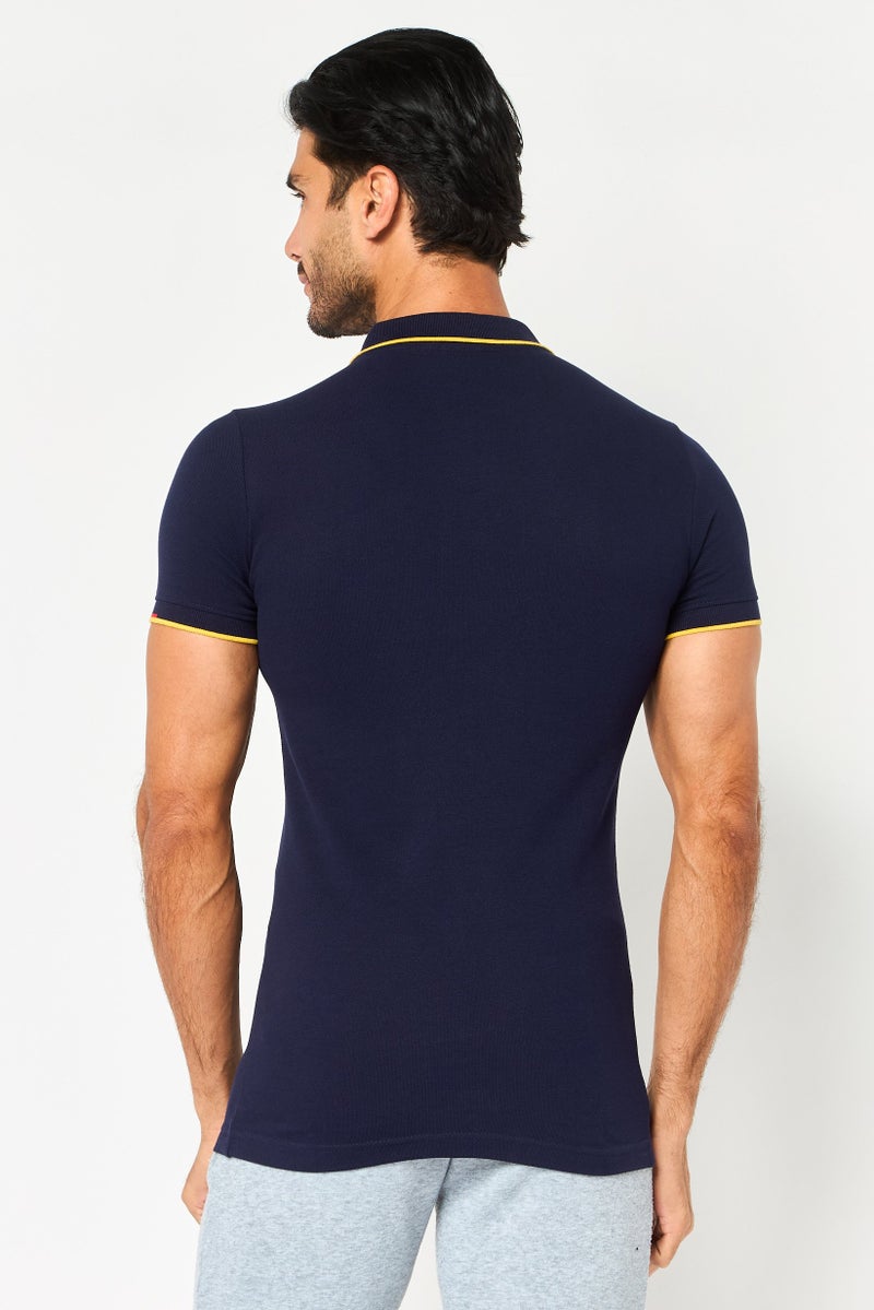 PUMA Men Sportswear Fit Short Sleeve Embroidered Logo Outdoor Polo Shirt, Navy - Image 3