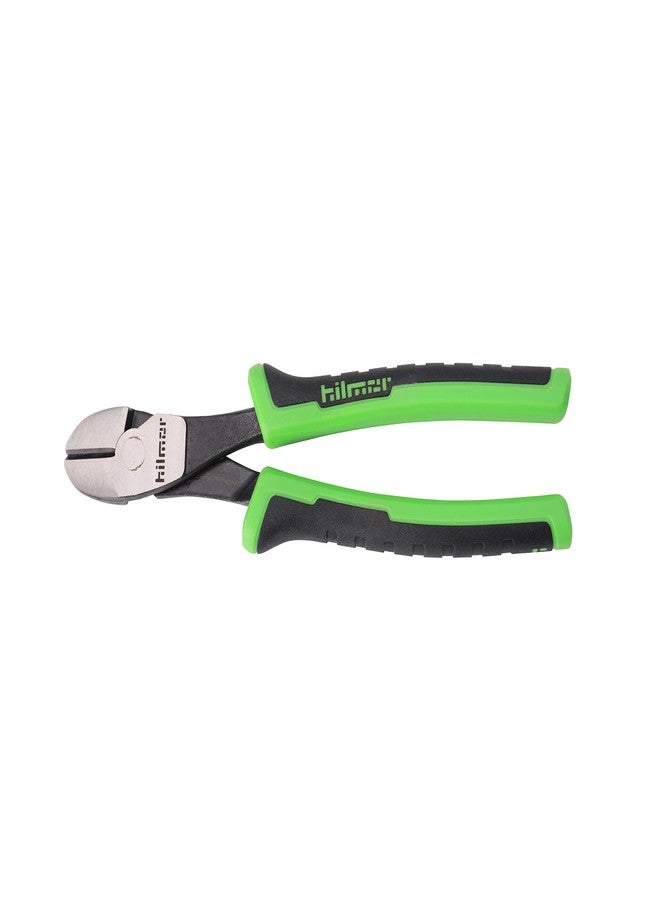 Hilmor 8" Diagonal Cutting Plier with Rubber Handle Grip, Black & Green, DCP8 1885363 - Image 1