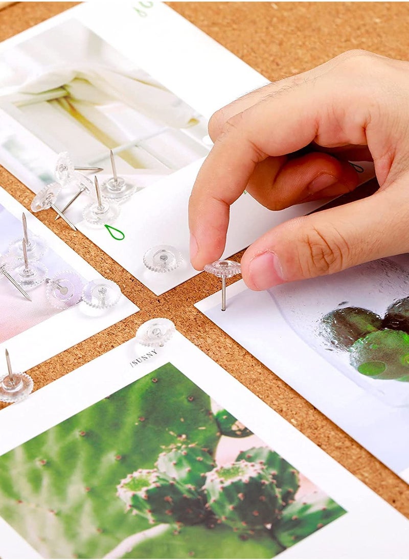 Generic Clear Push Pins Small Plastic Thumb Tacks Steel Point and Clear Plastic Head Pushpins Transparent Paper Push Pins for Cork Board (100)  - Image 2