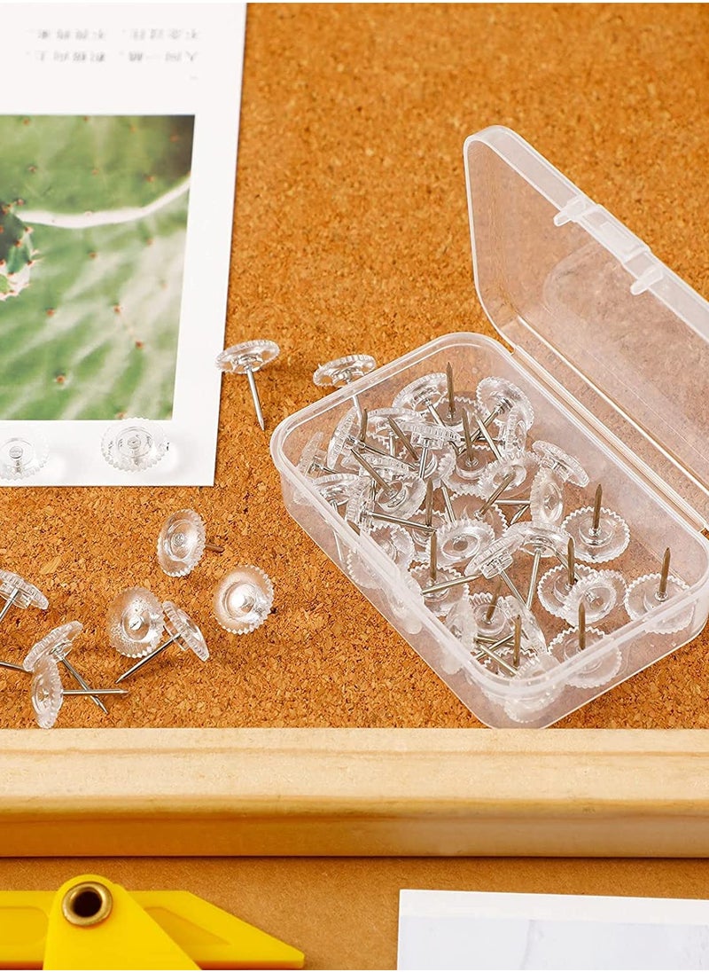 Generic Clear Push Pins Small Plastic Thumb Tacks Steel Point and Clear Plastic Head Pushpins Transparent Paper Push Pins for Cork Board (100)  - Image 4