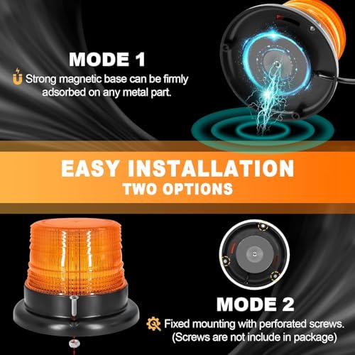 AutoBizarre 12V/24V Revolving Amber Yellow Orange Emergency Clearance Warning Strobe LED Beacon Lights with Magnetic Base & Cigarette Lighter Cord For All Cars, Trucks, Vans, SUVs, etc. - Image 4