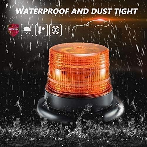 AutoBizarre 12V/24V Revolving Amber Yellow Orange Emergency Clearance Warning Strobe LED Beacon Lights with Magnetic Base & Cigarette Lighter Cord For All Cars, Trucks, Vans, SUVs, etc. - Image 5