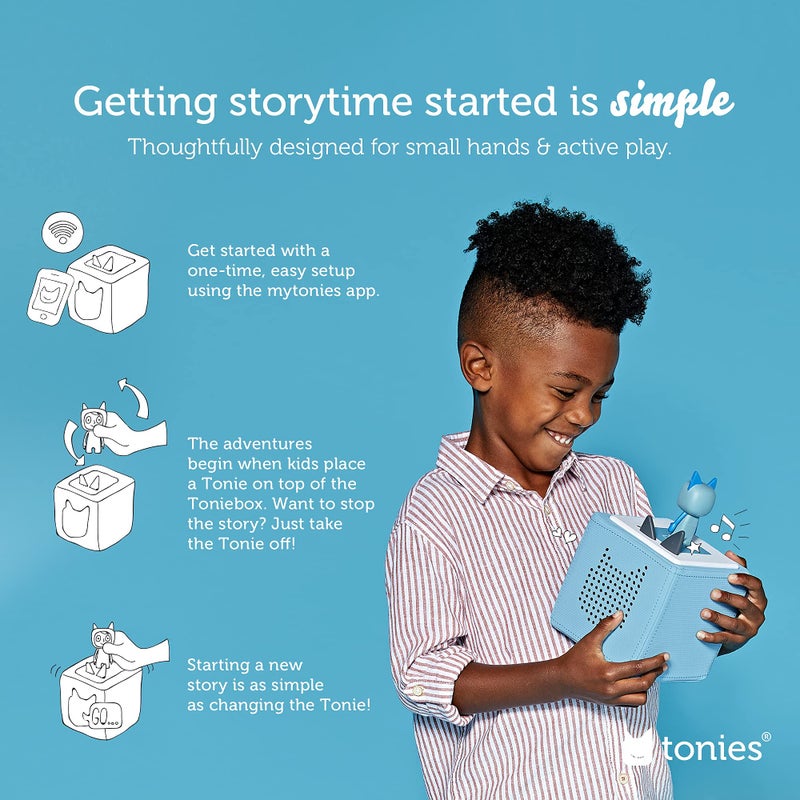 Tonies Toniebox Audio Player Starter Set with Playtime Puppy - Listen, Learn, and Play with One Huggable Little Box - Light Blue  - Image 4