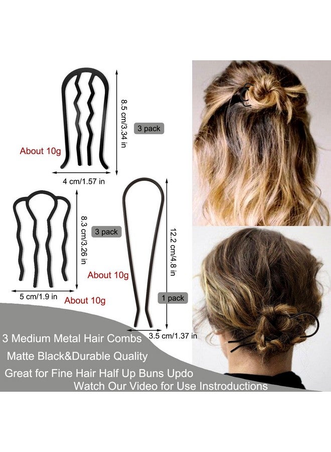 LAPOHI 7 Pcs Metal Hair Side Combs Hair Fork Clip Teeth Hair Pin Stick for Updo Bun, U Shape Hair Combs for Vintage Hairstyle Hair Accessories, Fine Hair Combination - Image 2