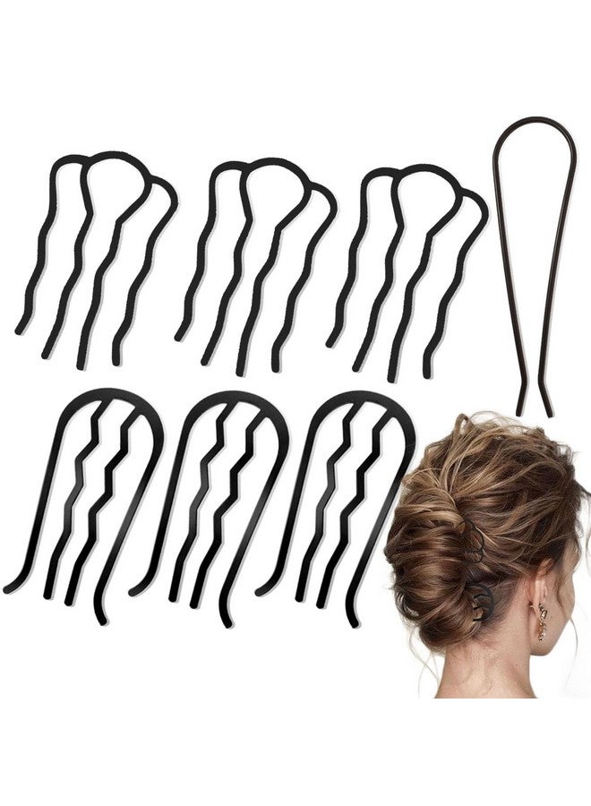 LAPOHI 7 Pcs Metal Hair Side Combs Hair Fork Clip Teeth Hair Pin Stick for Updo Bun, U Shape Hair Combs for Vintage Hairstyle Hair Accessories, Fine Hair Combination - Image 1
