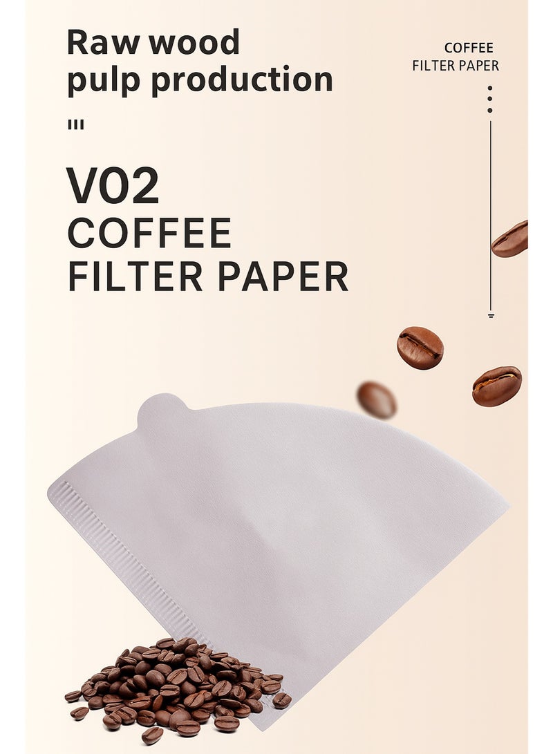 ١٠٠ قطعة من فلاتر قهوة V60 مع علبة تخزين (مقاس ٢، أبيض)، مجموعة ورق ترشيح للاستخدام مرة واحدة، تكفي من ١ إلى ٤ أكواب، قمع تقطير قهوة V60 مخروطي الشكل وماكينة صنع القهوة بالتنقيط - Image 2