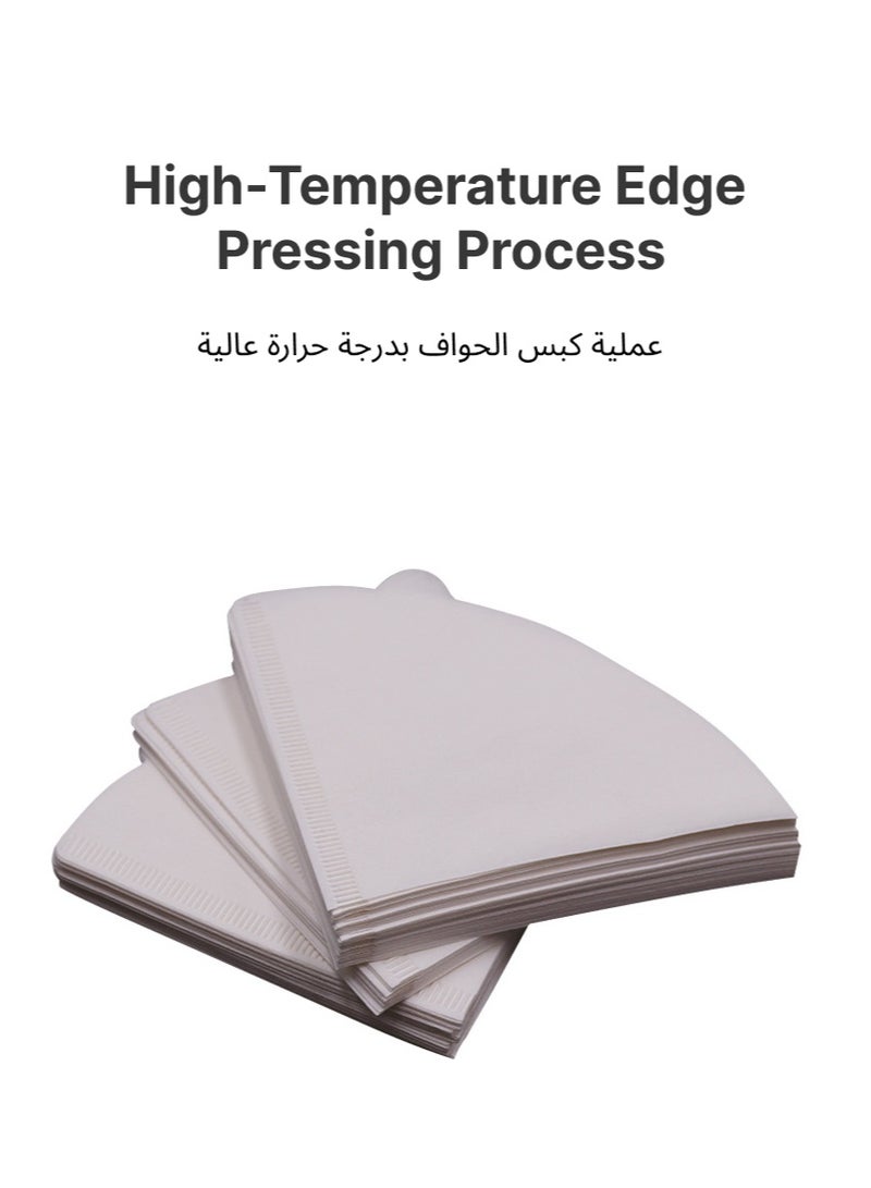 ١٠٠ قطعة من فلاتر قهوة V60 مع علبة تخزين (مقاس ٢، أبيض)، مجموعة ورق ترشيح للاستخدام مرة واحدة، تكفي من ١ إلى ٤ أكواب، قمع تقطير قهوة V60 مخروطي الشكل وماكينة صنع القهوة بالتنقيط - Image 5