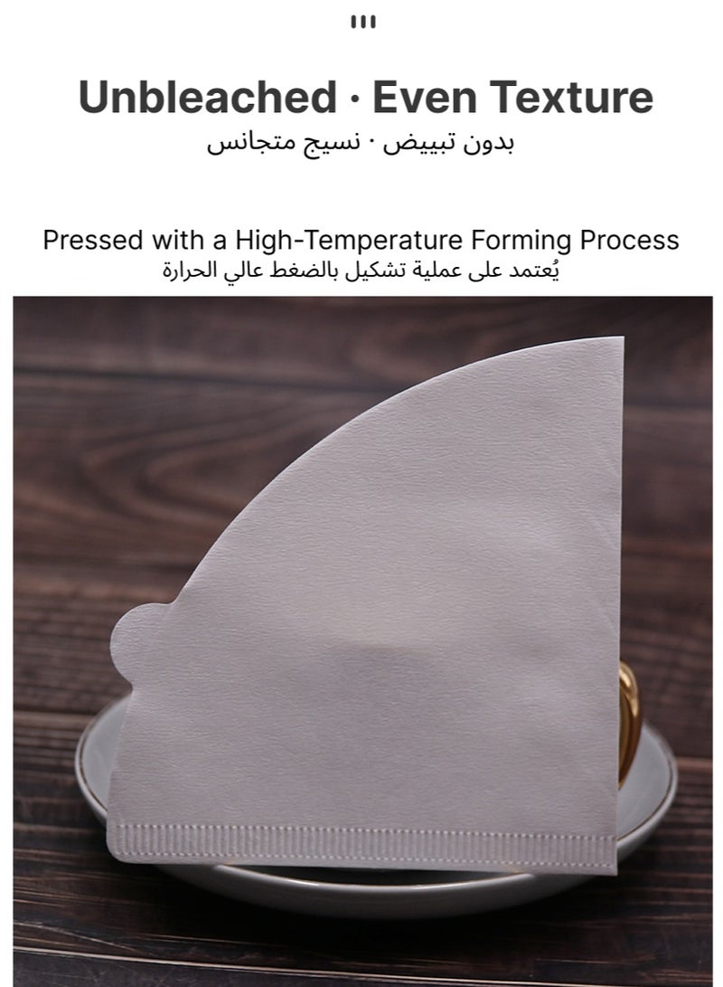 ١٠٠ قطعة من فلاتر قهوة V60 مع علبة تخزين (مقاس ٢، أبيض)، مجموعة ورق ترشيح للاستخدام مرة واحدة، تكفي من ١ إلى ٤ أكواب، قمع تقطير قهوة V60 مخروطي الشكل وماكينة صنع القهوة بالتنقيط - Image 4