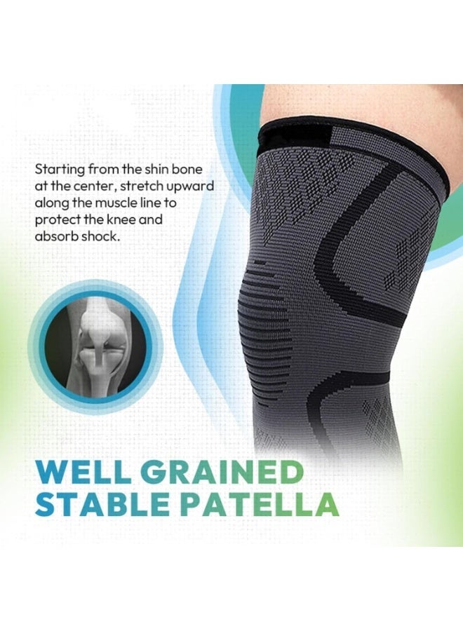 2pcs (Left and Right Knee Sleeves) Knee Joint Support Compression Sleeves | Knee Sleeves Suitable for Men and Women for Sports | Knee Joint Support for Running, Indoor and Outdoor Sports, Fitness, Cycling, Football, Basketball, and Weightlifting (Black, Size L) - Image 5