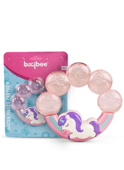 Baybee Unicorn Natural Water Filled Silicone Teether for Babies to Soothe their Gums, Bpa Free Food Grade Easy Grasp Teething & Chewing Toys for Babies 6 to 12 Months Baby Infant (PINK)