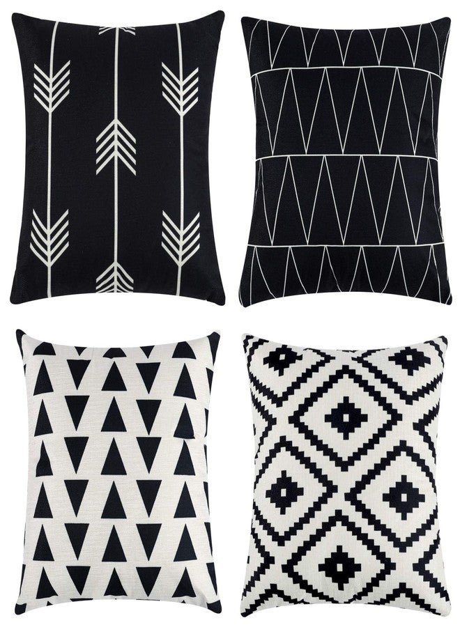 Tosewever Set of 4 Decorative Geometric 18 x 18 Inches Throw Pillow Covers - Modern Pattern Linen Square Pillow Cushion Case for Sofa Couch Bed Home Outdoor Car (18" x 18", Black) - Image 1