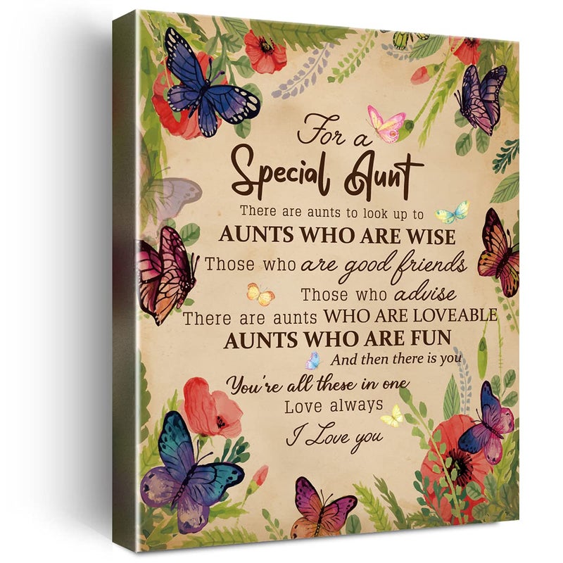 Wailozco Wailozco Gifts for AuntHangable Canvas Poem Prints Framed Poster Wall Art for Aunt from NieceMeaningful Aunt GiftsAunt Home Bedroom Living Room Wall Decor Special Aunt 