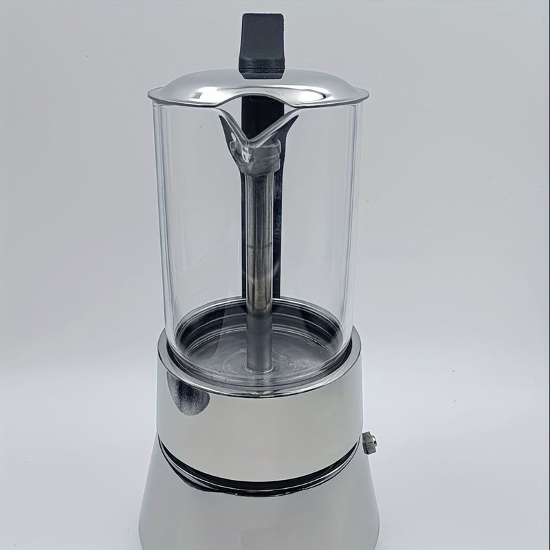 Moka Pot 4 Cups Stainless Steel Base Thick Glass Body Home Camping Office Use - Image 5