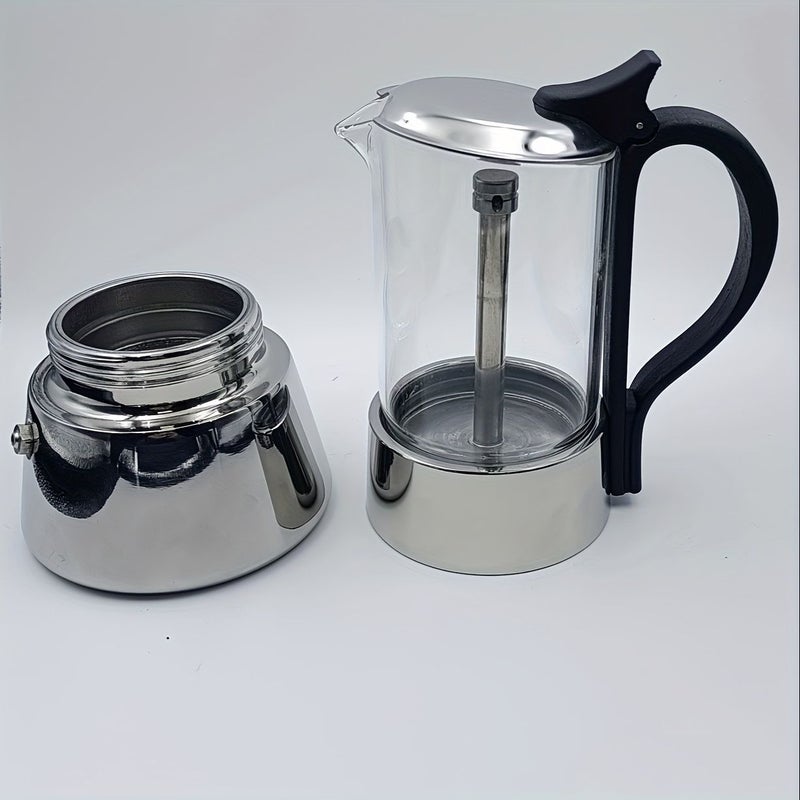 Moka Pot 4 Cups Stainless Steel Base Thick Glass Body Home Camping Office Use - Image 3